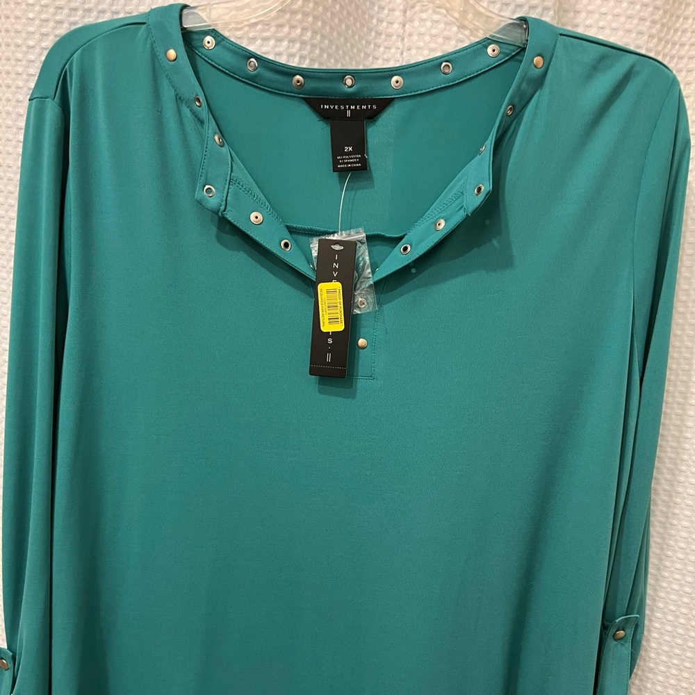NWT Teal Dillards Investments Women's Top Size 2X